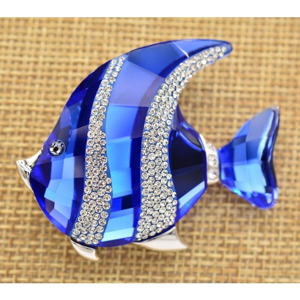 Swarovski Fish Pin Brooch Paradise Colina Crystal Exotic South Sea Signed Box